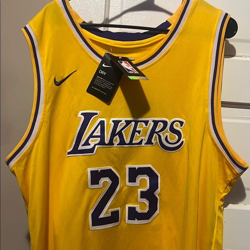 Nike Lakers James‎ Yellow Purple Jersey